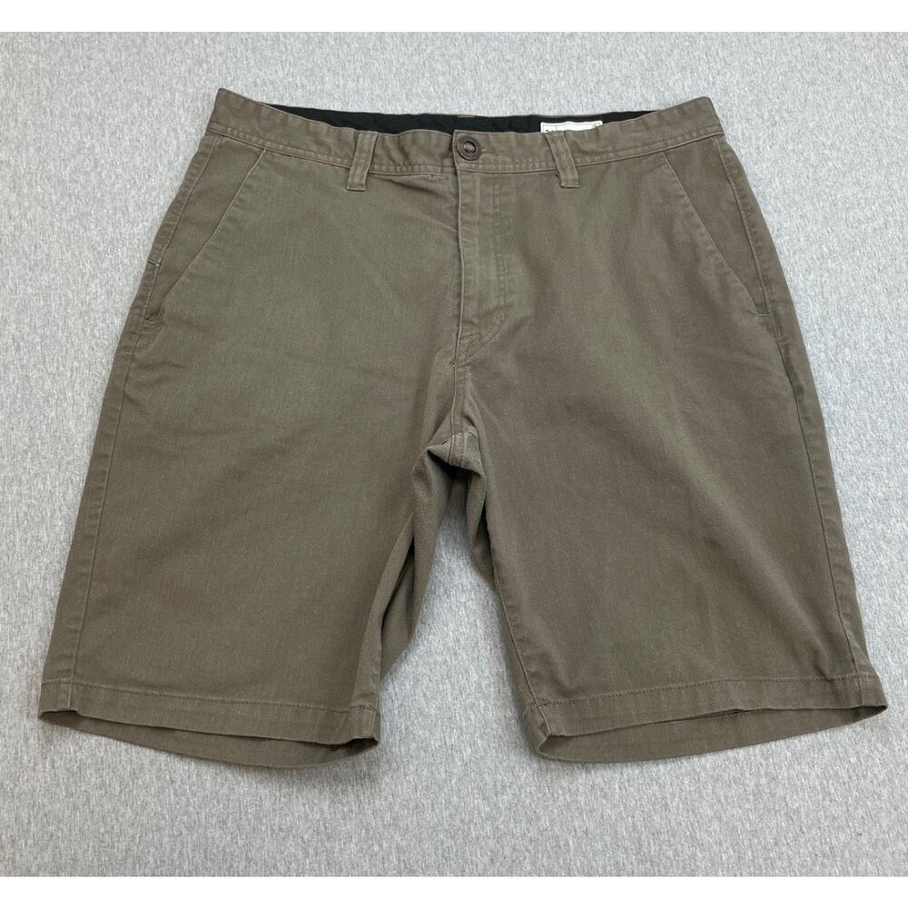 Volcom Shorts Mens 36 Brown Cotton Blend Stretch Chino‎ Flat Front 10" Inseam